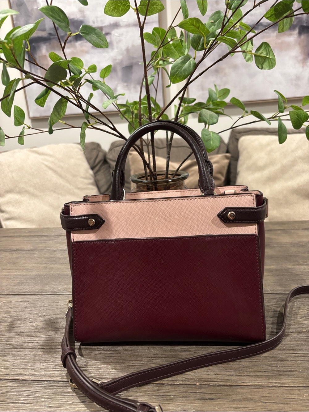 kate spade Pink and Burgundy Two-Tone Satchel - Picture 2 of 8